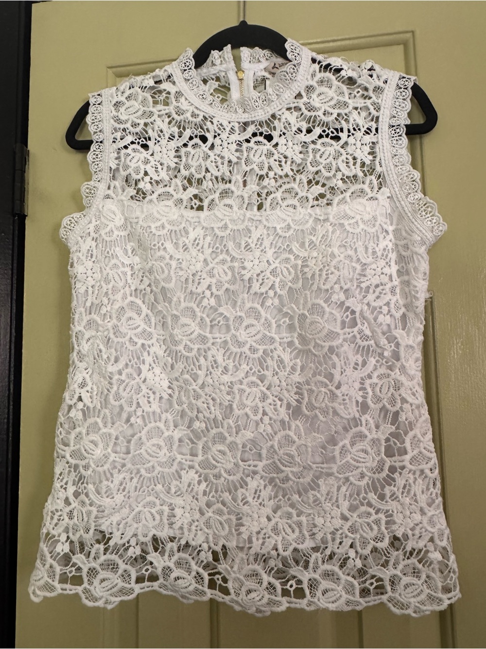 Nanette Lepore White Floral Lace Sleeveless Mock Neck Camisole